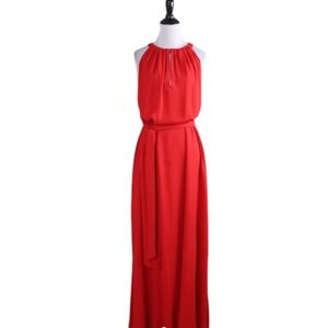 Antonio Melani Maxi Red lined sleeveless dress belted with nice front opening